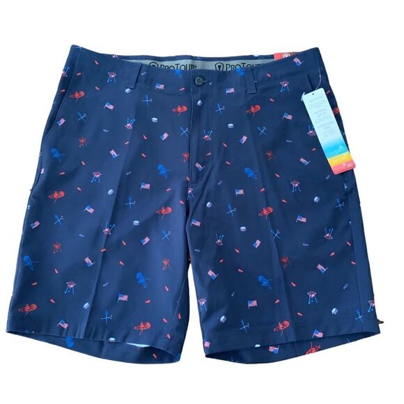 ProTour Mens Barbecue Performance Golf UPF 30 Coolplay Shorts Sz 36 - Picture 2 of 8